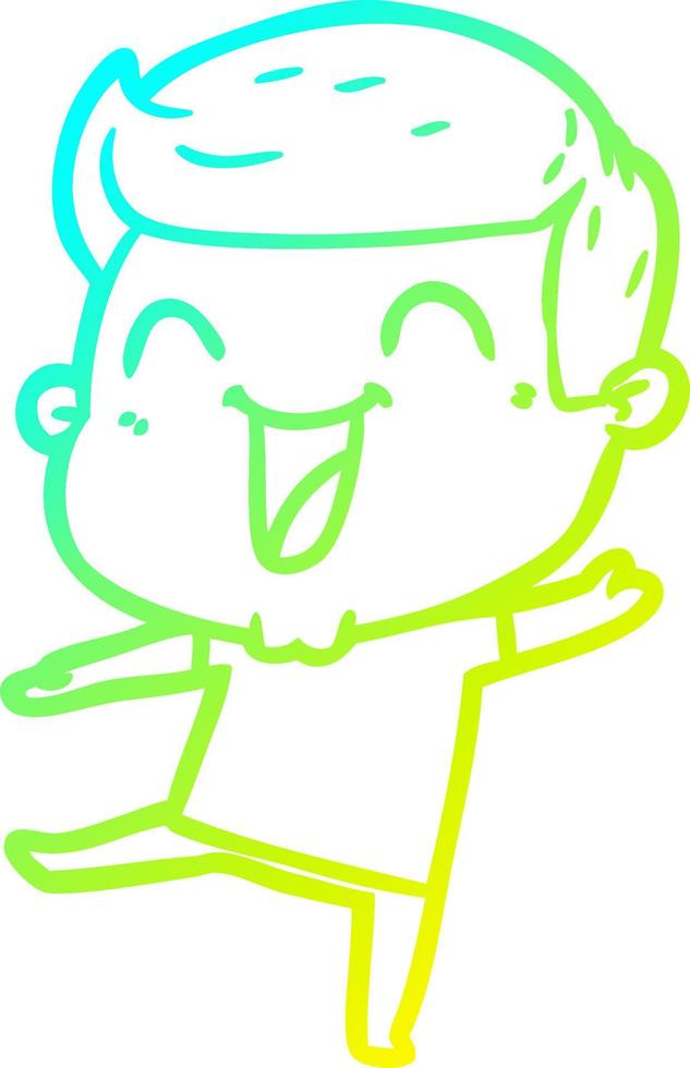 cold gradient line drawing cartoon man laughing vector