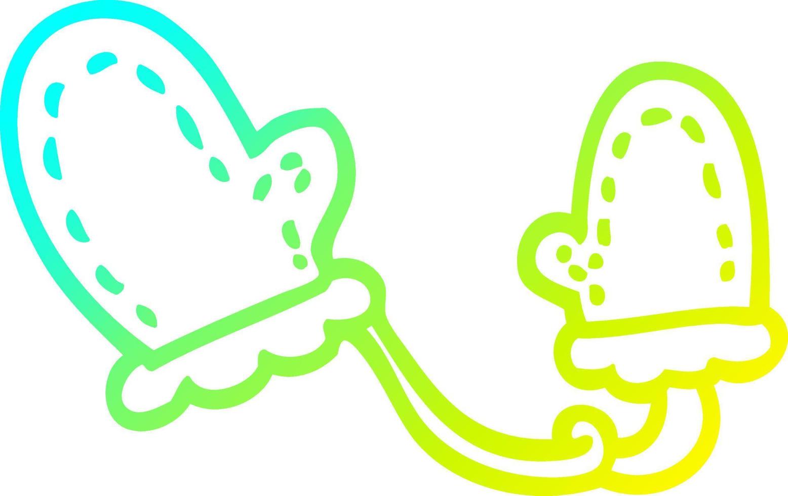 cold gradient line drawing cartoon mittens vector