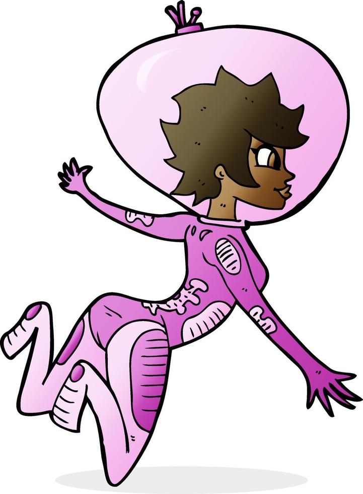 cartoon space woman vector