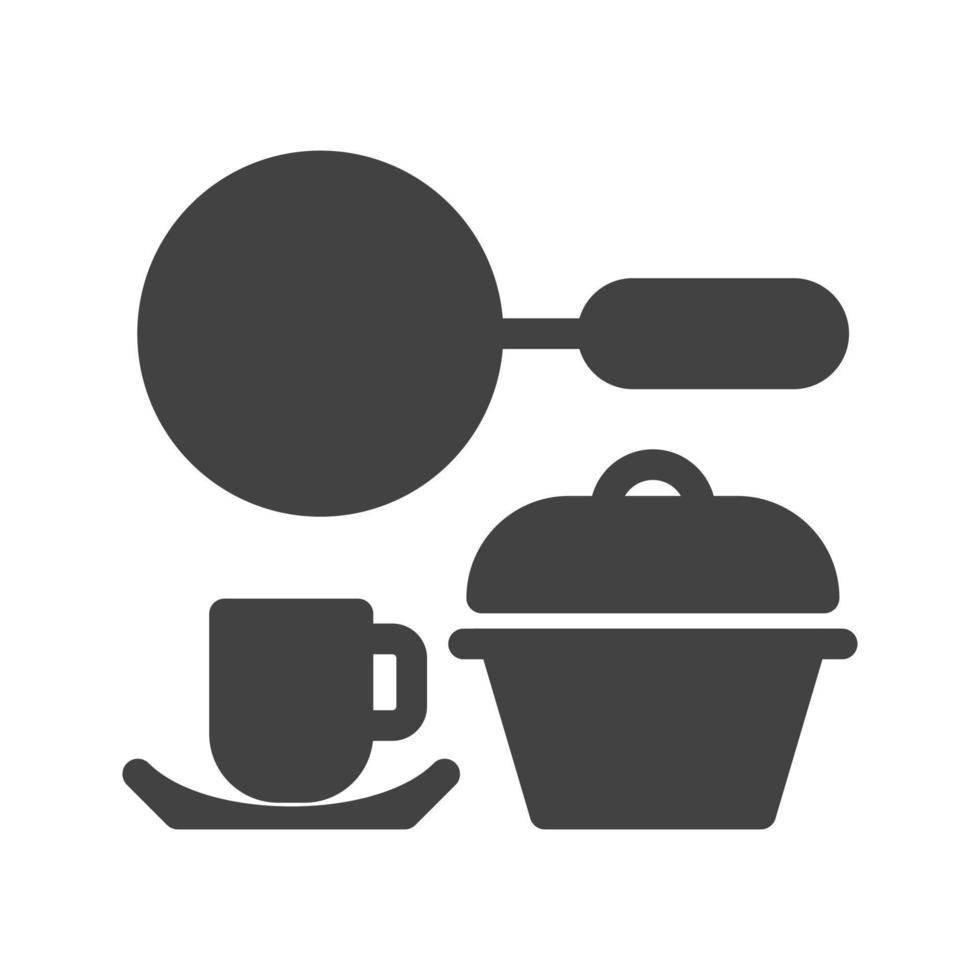 juego de cocina glifo icono negro vector