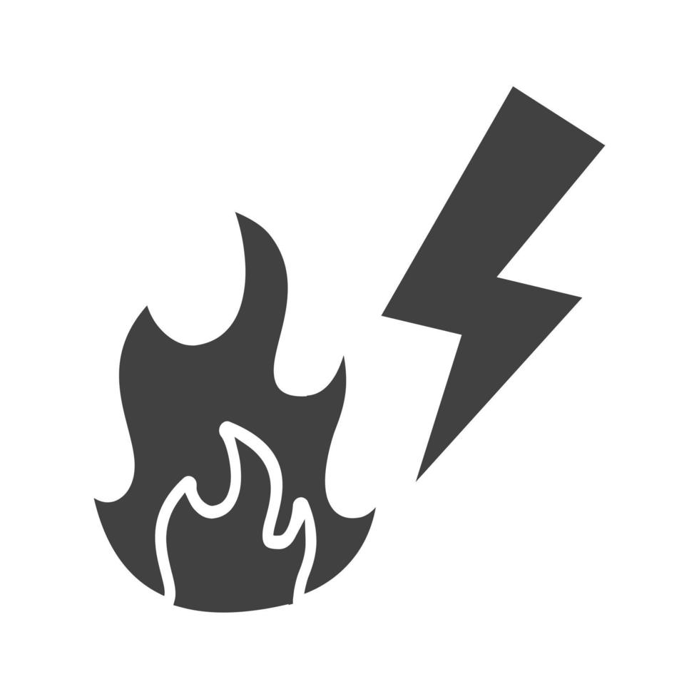 Electricity Fire Glyph Black Icon vector