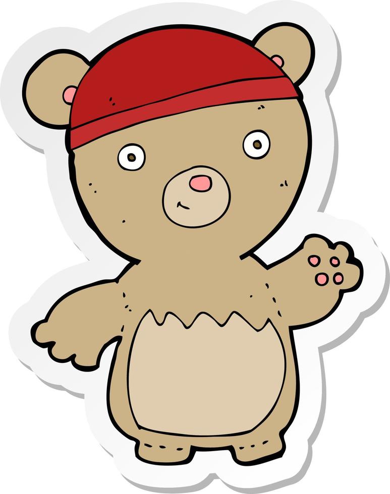 sticker of a cartoon teddy bear wearing hat vector