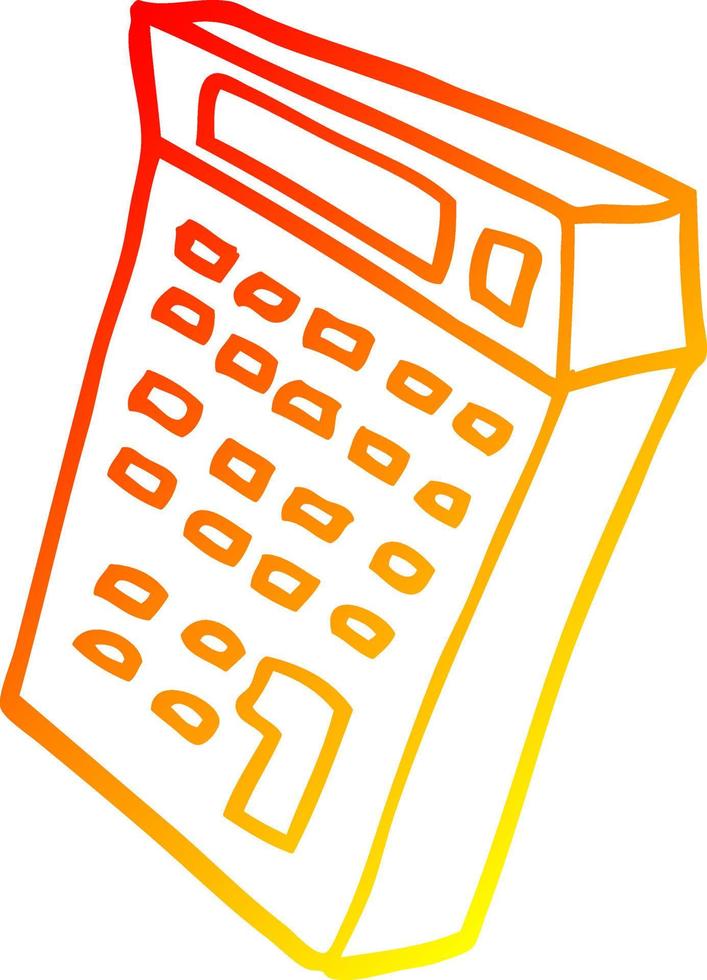 warm gradient line drawing cartoon calculator vector