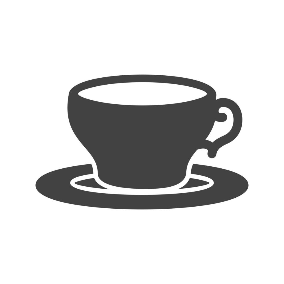 taza de té glifo icono negro vector