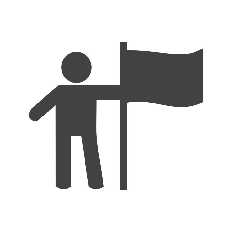 Man setting Flag Glyph Black Icon vector