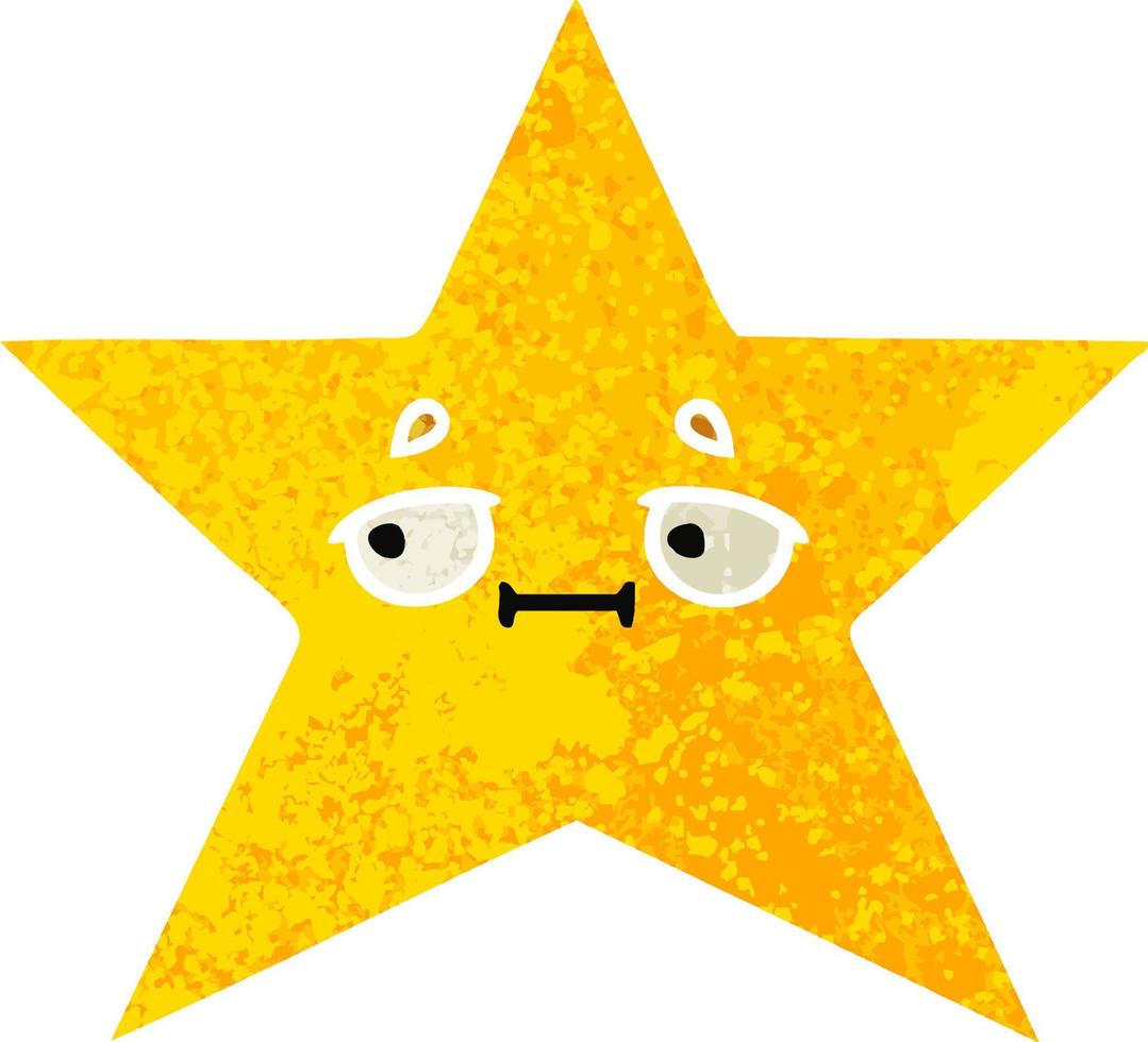 retro illustration style cartoon gold star vector