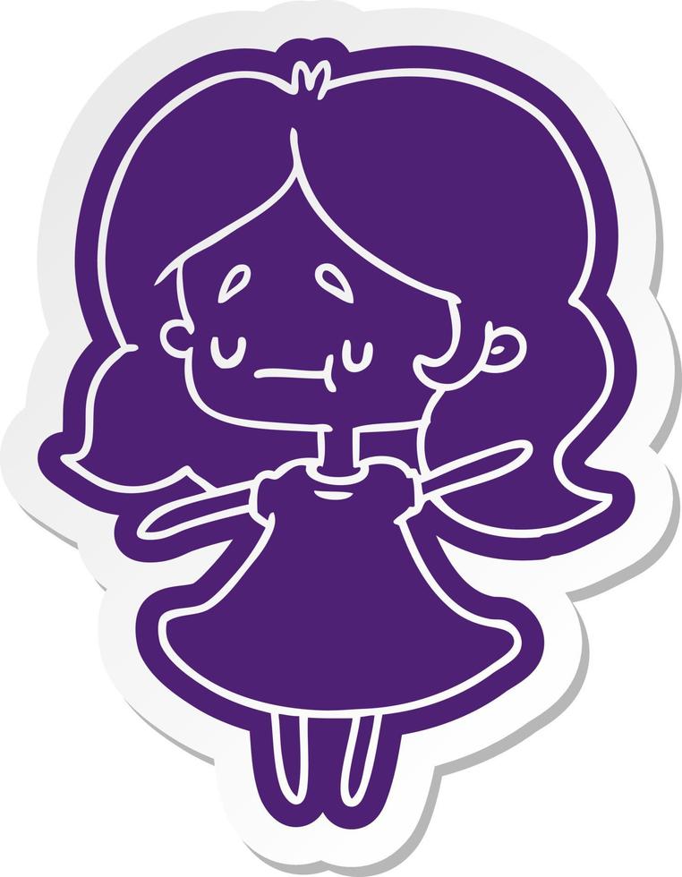 cartoon sticker of a cute kawaii girl vector