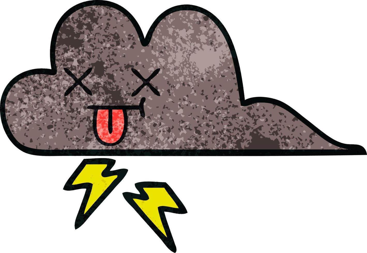 retro grunge texture cartoon storm cloud vector