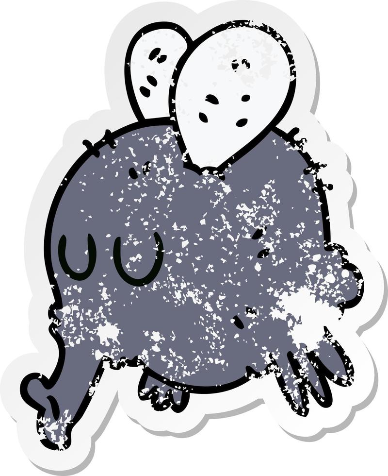 distressed sticker of a quirky hand drawn cartoon fly vector