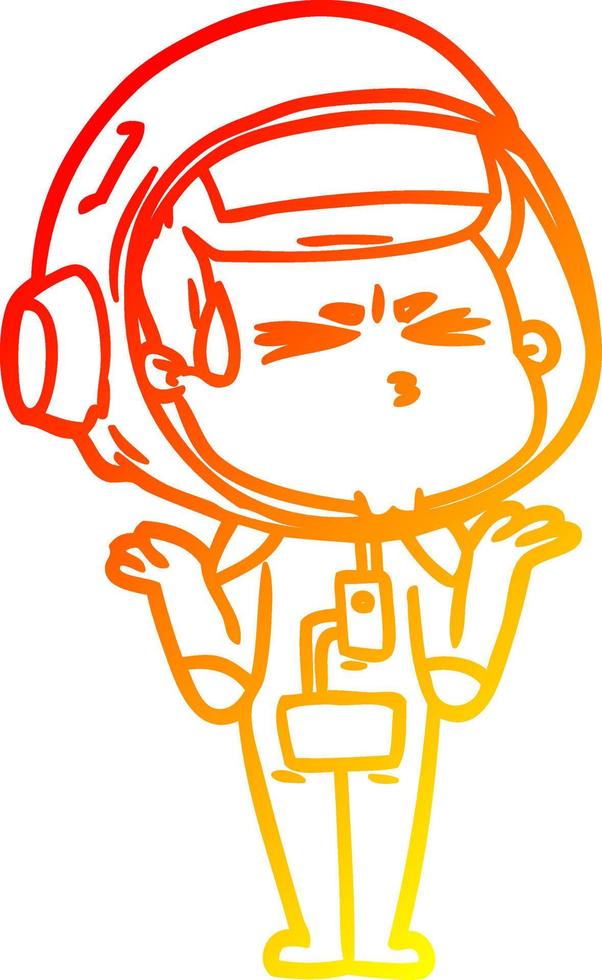 warm gradient line drawing cartoon stressed astronaut vector