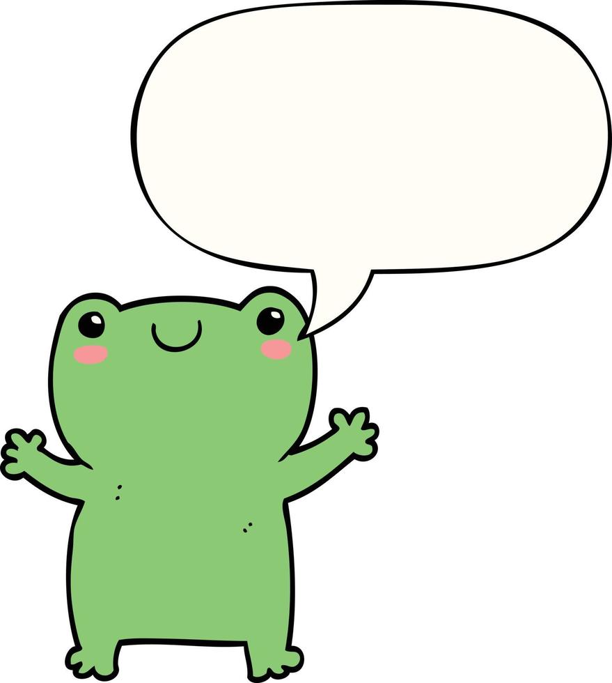 cute cartoon frog and speech bubble vector