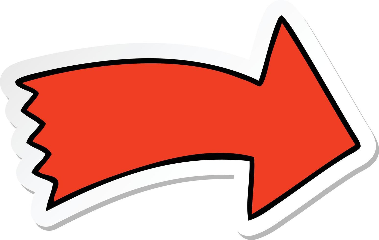 sticker of a quirky hand drawn cartoon arrow vector