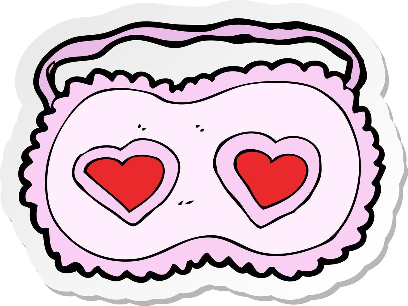 sticker of a cartoon sleeping mask with love hearts vector