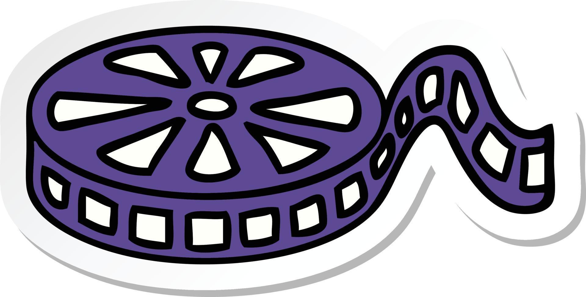 sticker of a cute cartoon film reel vector