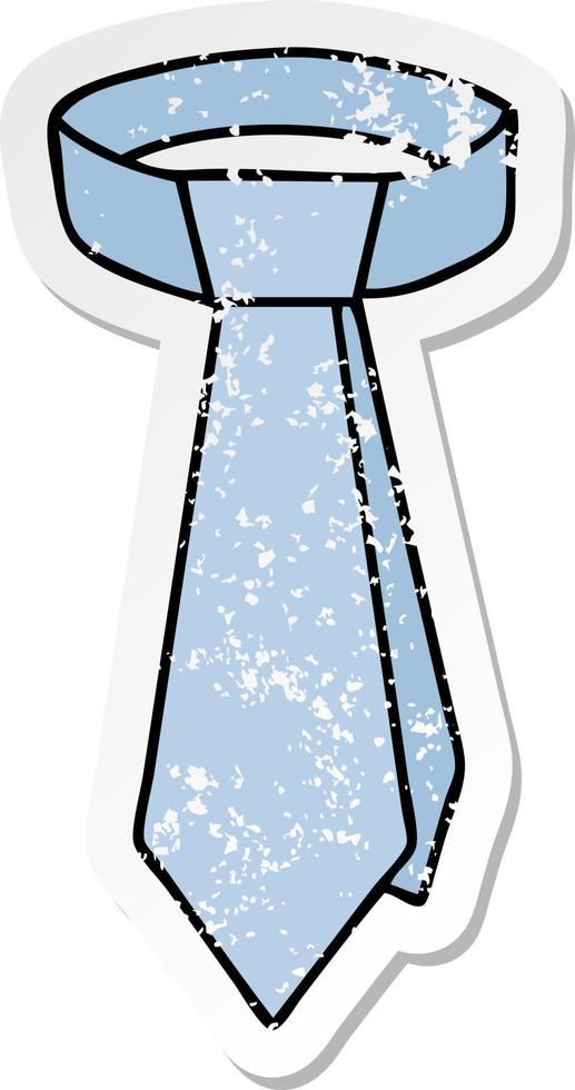 distressed sticker of a quirky hand drawn cartoon neck tie vector
