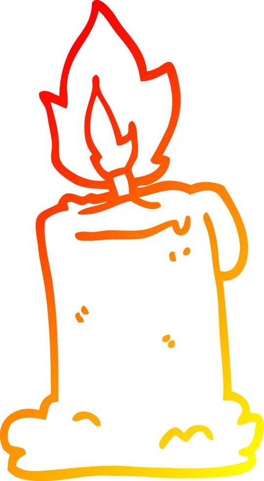 warm gradient line drawing cartoon burning candle vector