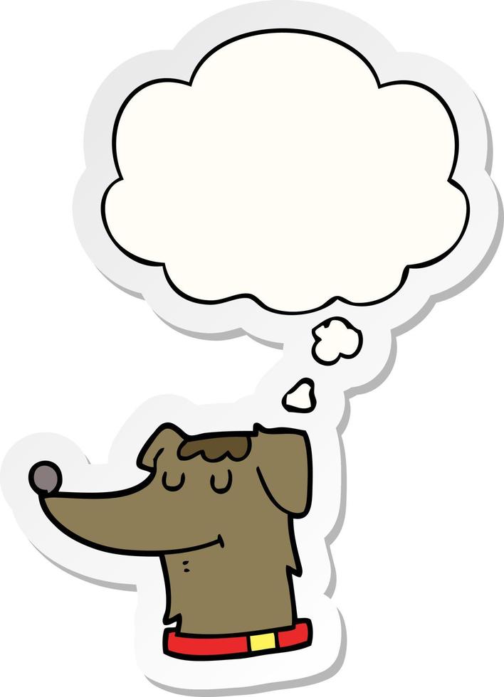 cartoon dog and thought bubble as a printed sticker vector