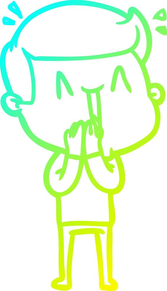 cold gradient line drawing cartoon excited man vector