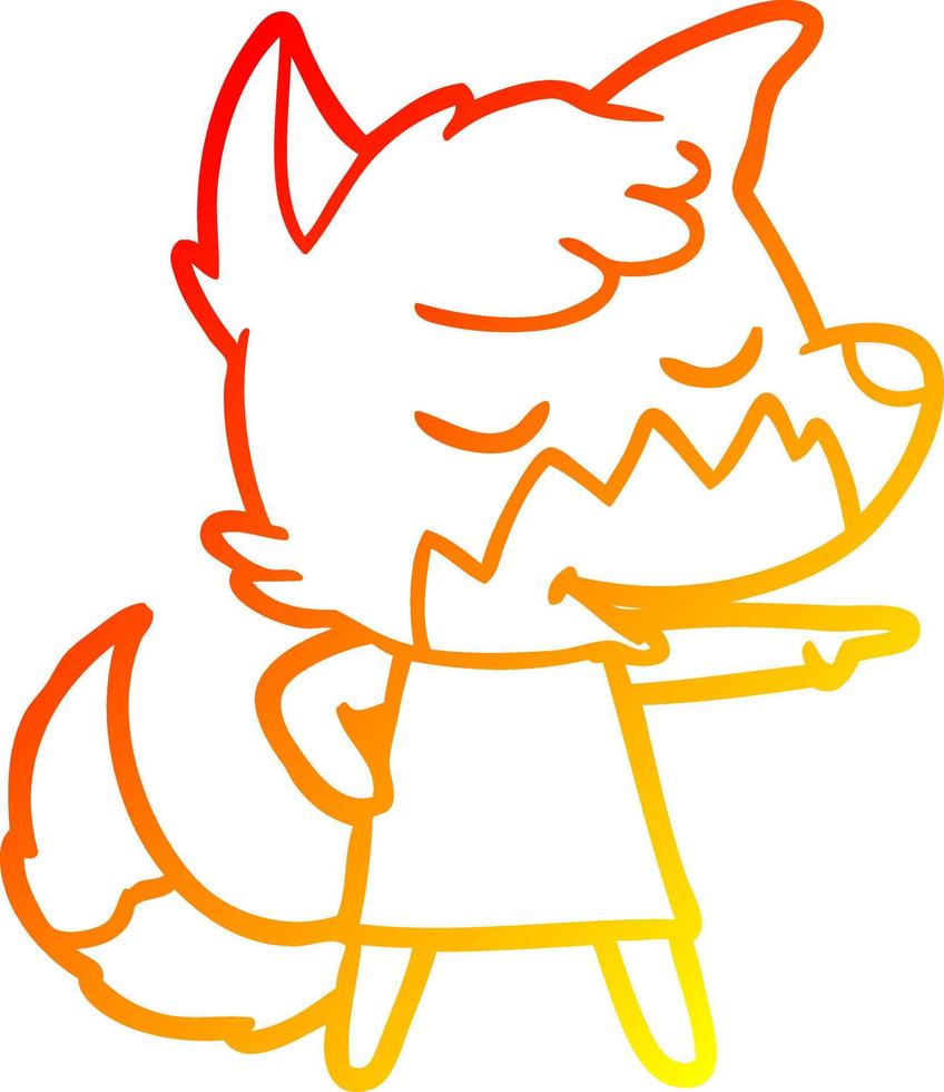 warm gradient line drawing friendly cartoon fox girl vector