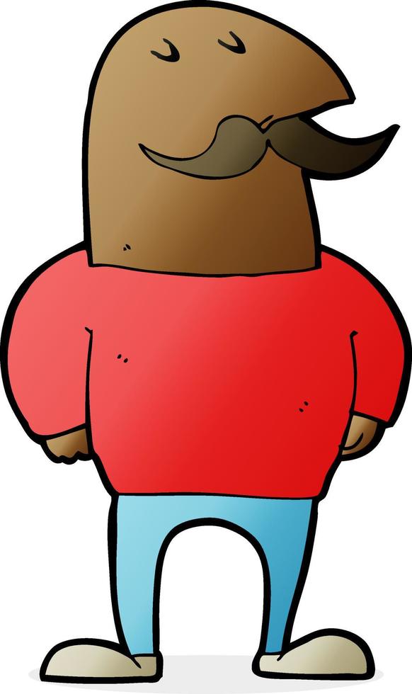 cartoon bald man with mustache vector