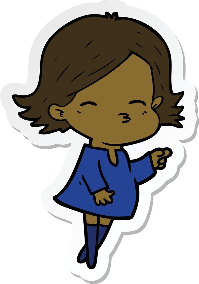 sticker of a cartoon woman pointing vector