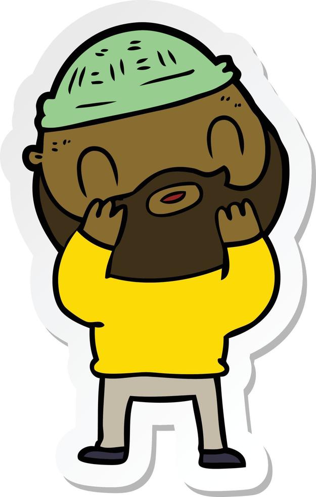 sticker of a cartoon bearded man vector
