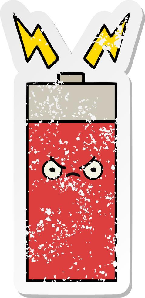 distressed sticker of a cute cartoon battery vector