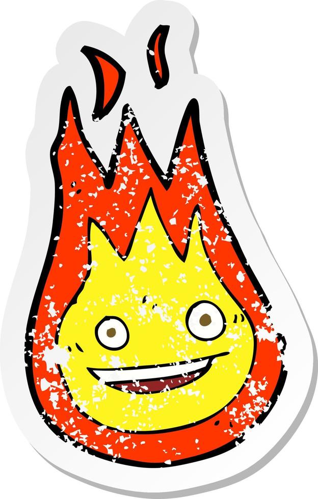 retro distressed sticker of a cartoon friendly fireball vector