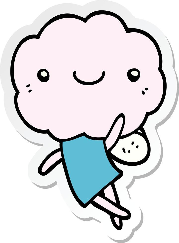 sticker of a cute cloud head creature vector