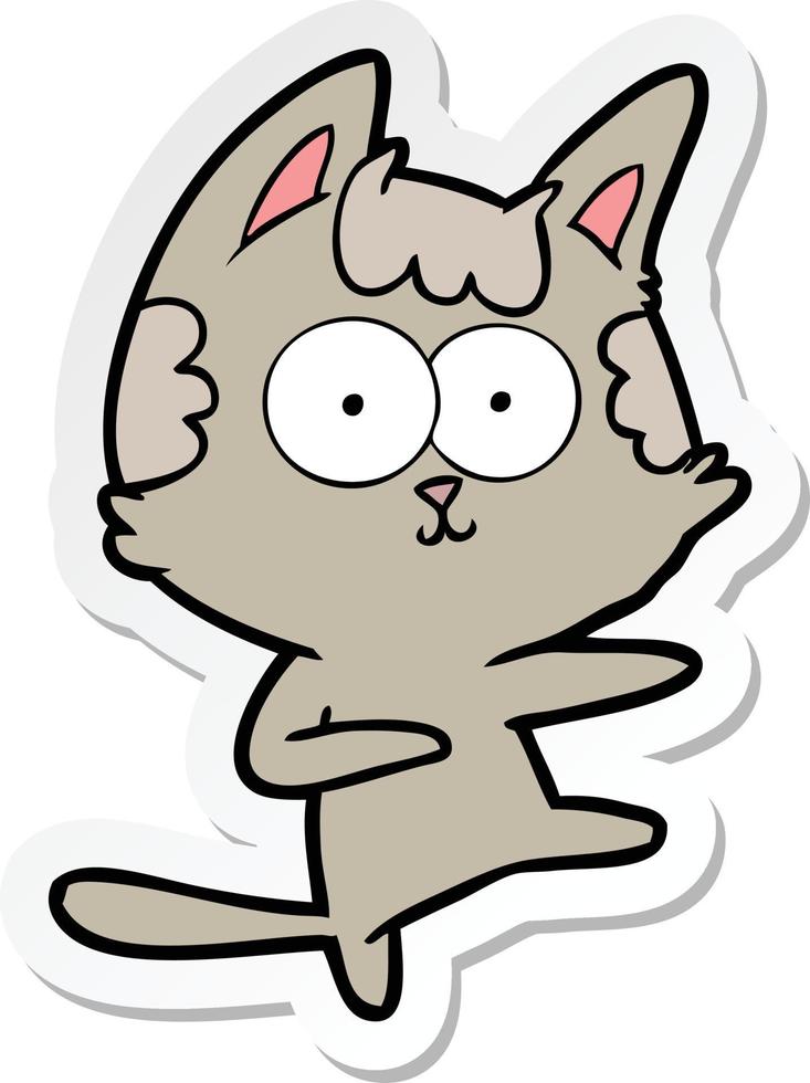 sticker of a dancing cartoon cat vector
