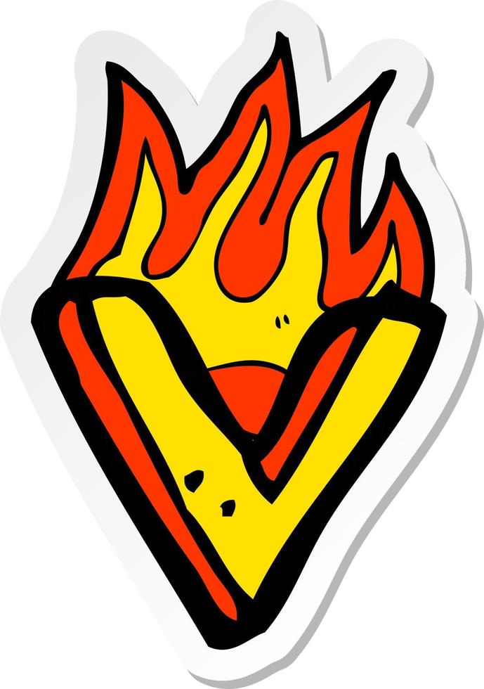 sticker of a cartoon flaming letter vector