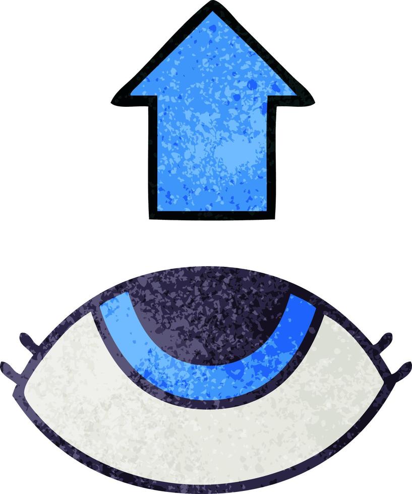 retro grunge texture cartoon eye looking up vector