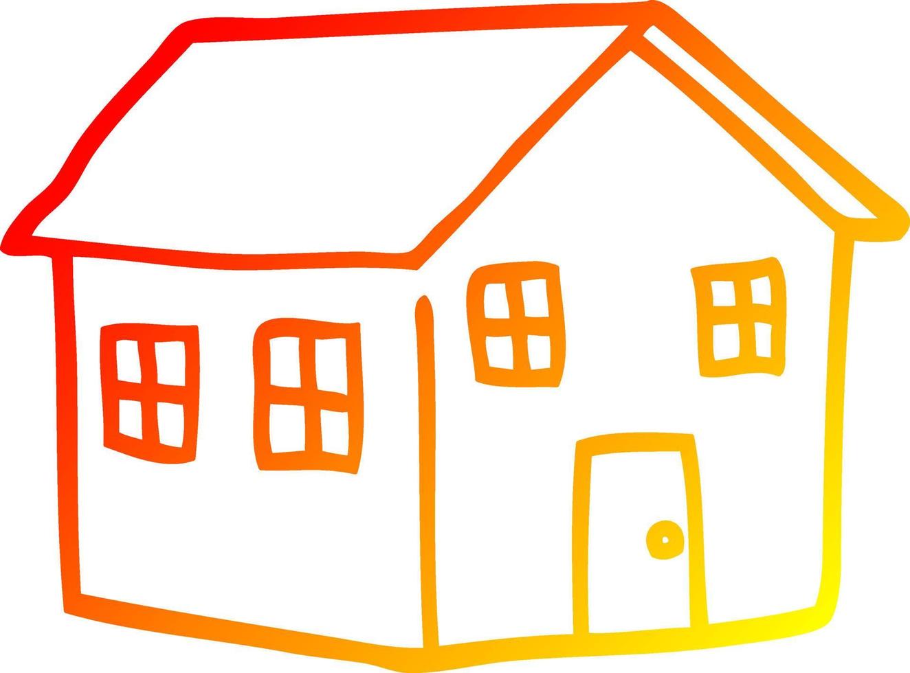 warm gradient line drawing cartoon house vector