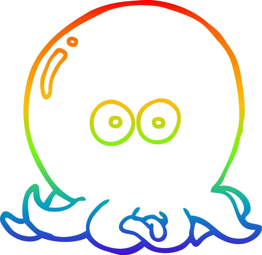 pulpo de dibujos animados de dibujo de línea de gradiente de arco iris vector