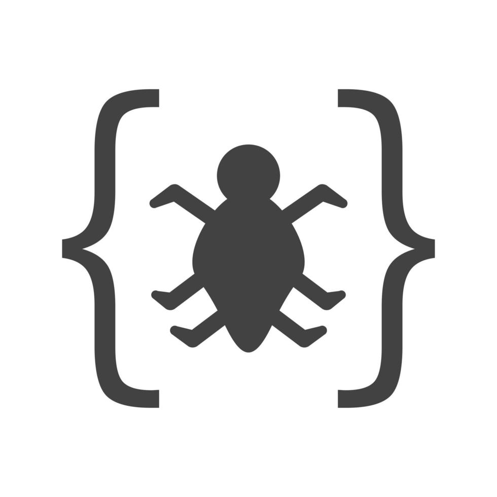 Bug in Code Glyph Black Icon vector