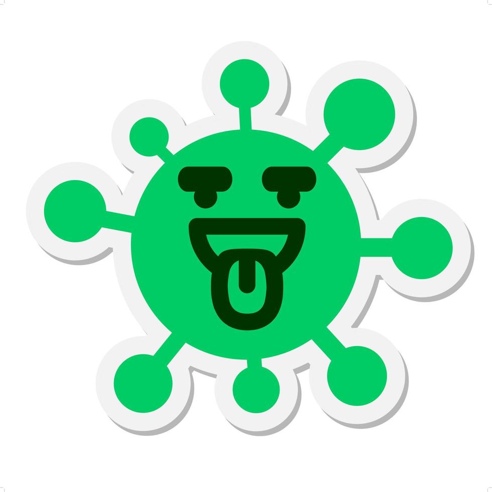happy big eyebrow virus sticker vector