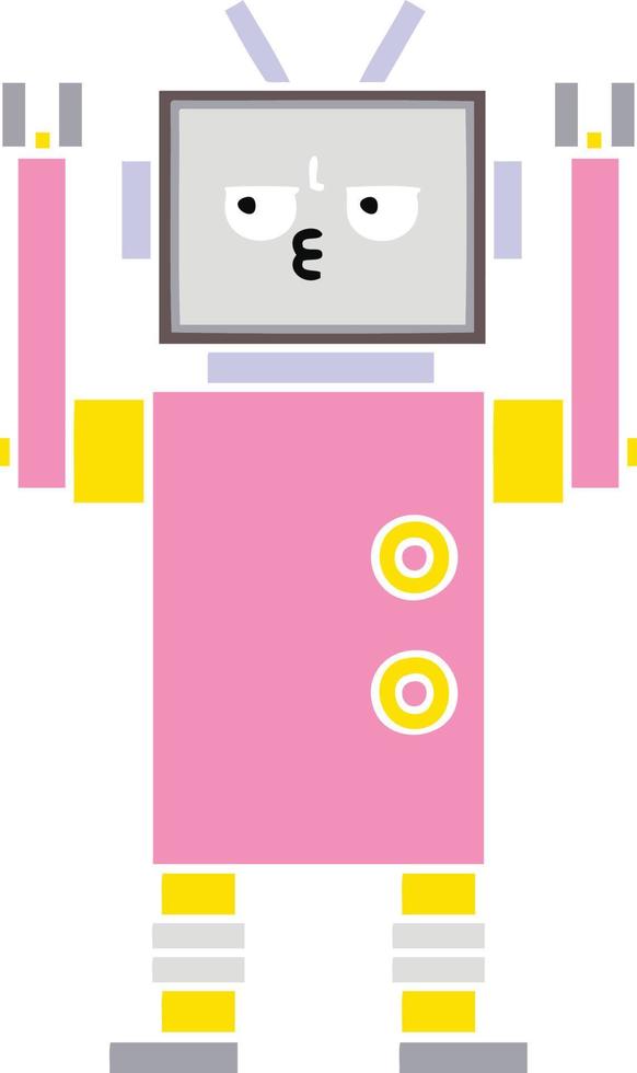 flat color retro cartoon robot vector