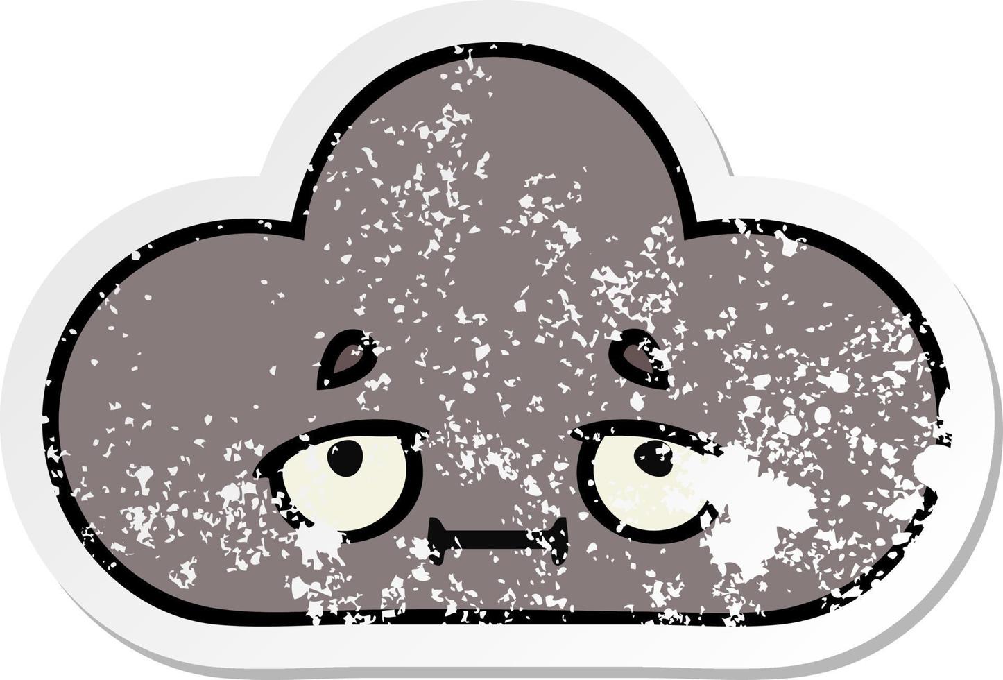 distressed sticker of a cute cartoon storm cloud vector