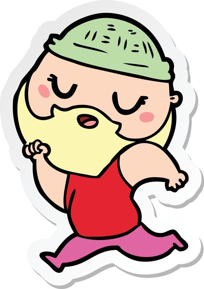 sticker of a cartoon man with beard vector