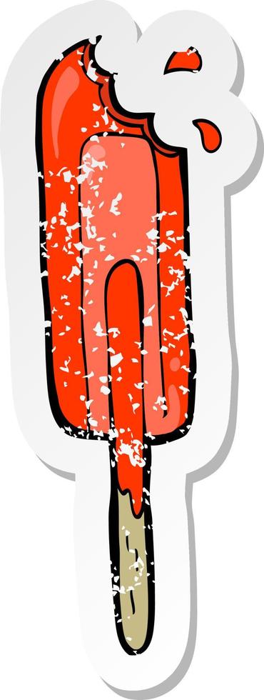 retro distressed sticker of a cartoon ice lolly vector