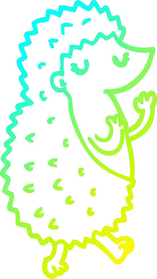 cold gradient line drawing cartoon hedgehog vector