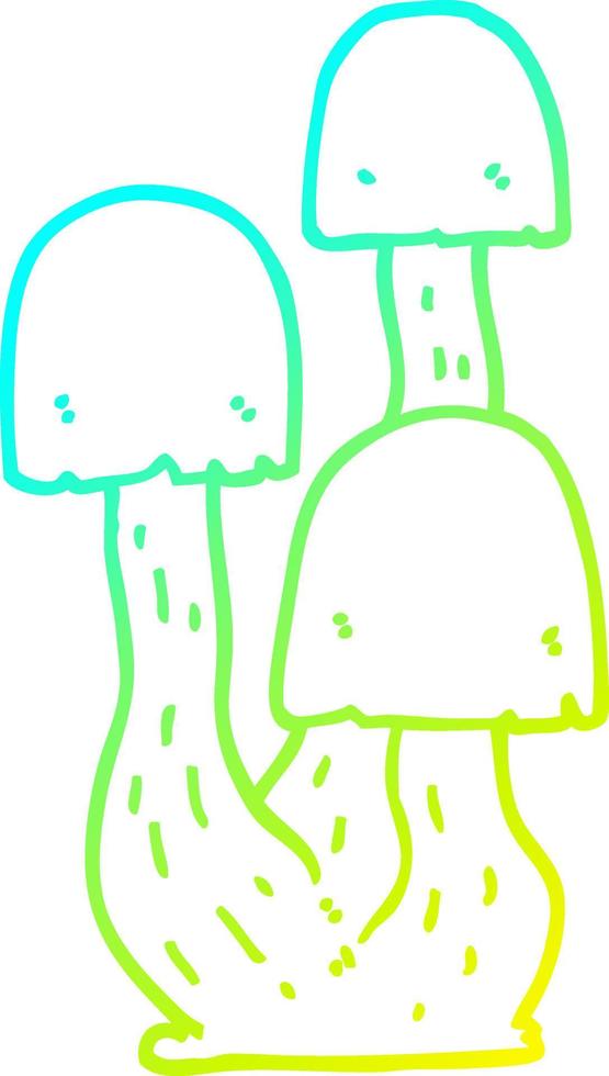 cold gradient line drawing cartoon mushroom vector