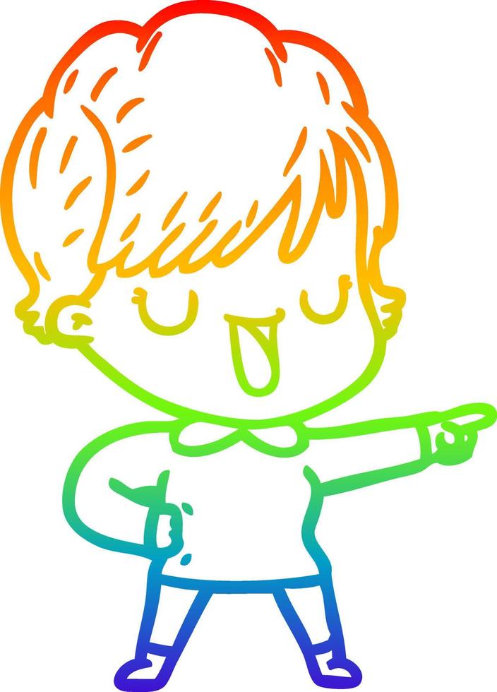 rainbow gradient line drawing cartoon woman talking vector