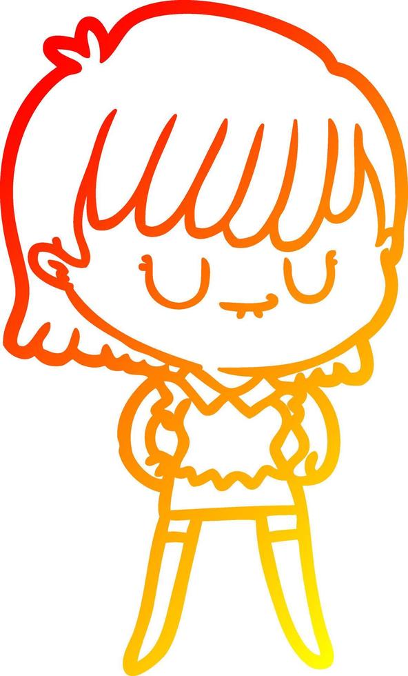 warm gradient line drawing cartoon woman vector