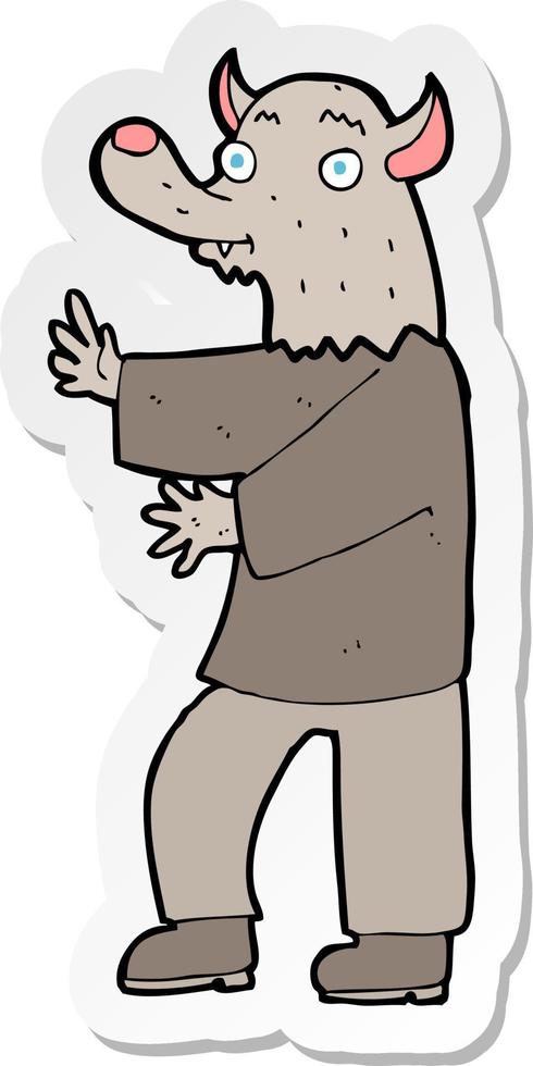 sticker of a cartoon werewolf vector