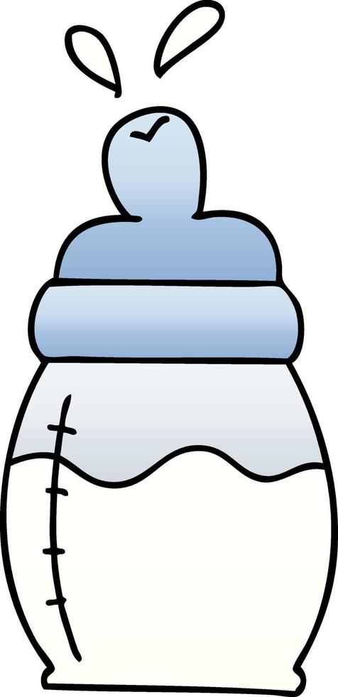 quirky gradient shaded cartoon baby milk bottle vector