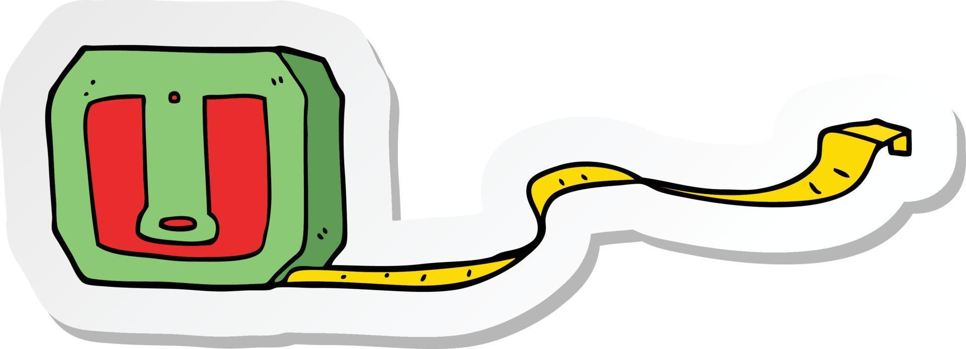 sticker of a cartoon tape measure vector