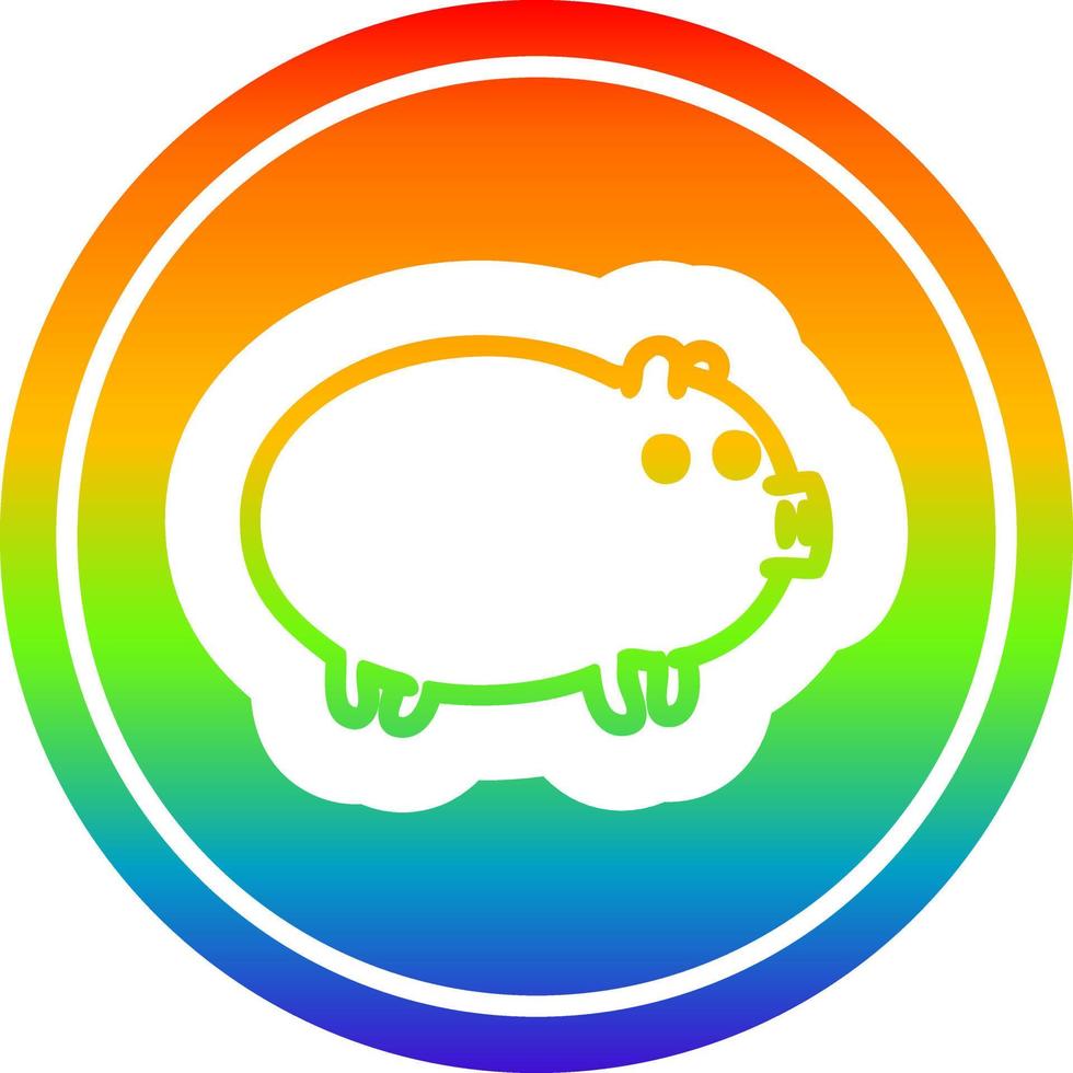 fat pig circular in rainbow spectrum vector