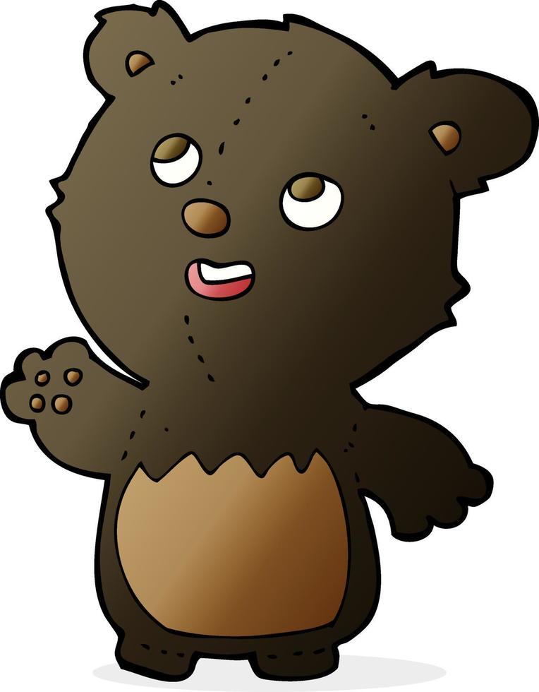 cartoon happy little teddy black bear vector