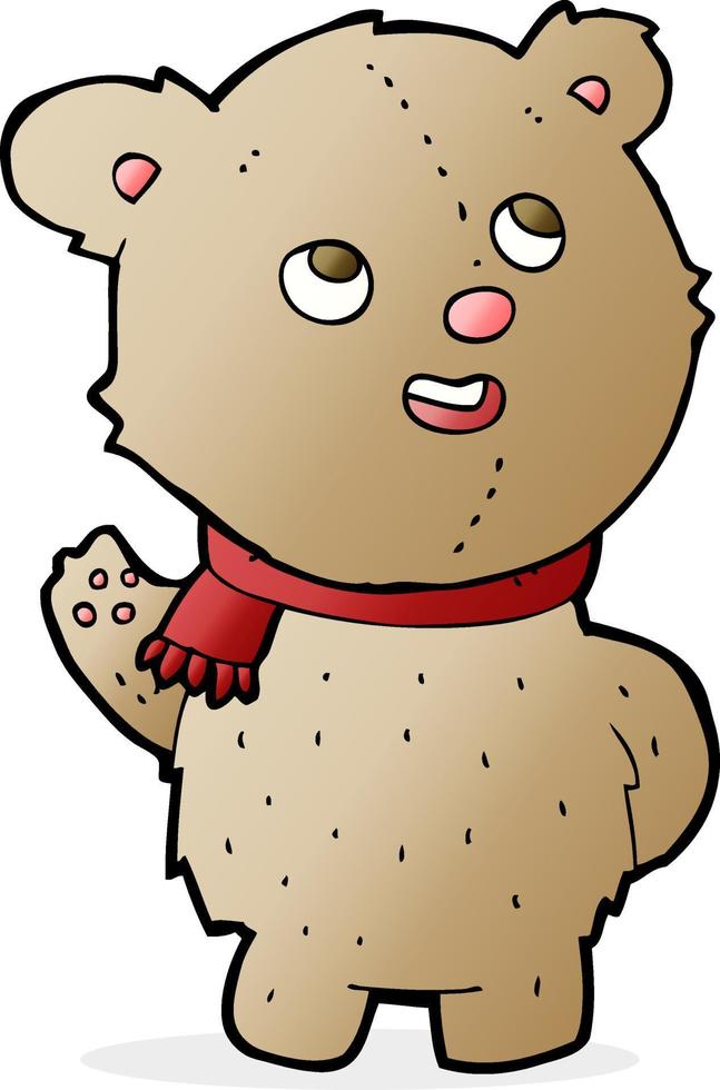 lindo oso de peluche de dibujos animados con bufanda vector